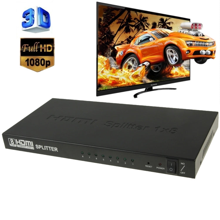 V1.4 Full HD 1080P 1 x 8 Splitter amplificatore HDMI, supporto 3D, 1x8 HDMI, Support 3D V1.4 Full HD 1080P 1 x 8 Splitter amplificatore HDMI, supporto 3D, 1x8 HDMI, Support 3D
